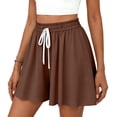 thumbnail image 1 of Womens Flowy High Waisted Shorts Loose Fit Drawstring Casual Summer Shorts with Side Pockets Brown XL, 1 of 4