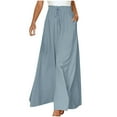 thumbnail image 1 of Womens Flowy Palazzo Pants Summer Light Weight High Waisted Pleated Wide Leg Pant Loose Work Casual Trousers Culottes, 1 of 7