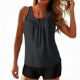 thumbnail image 1 of Womens Flowy Tankini Tops Modest Bathing Suit Loose Fit Two Piece Swimsuit Scoop Neck Swim Tops High Waisted Bottom, L, 1 of 7