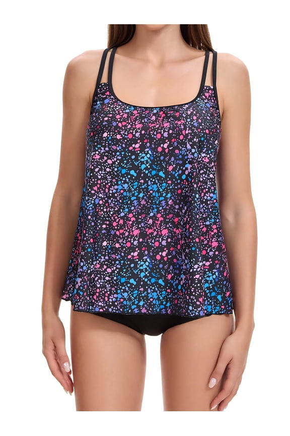Womens Flowy Tankini Tops Only - Modest Bathing Suit Loose Fit Swimsuit Swim Tops No Bottom