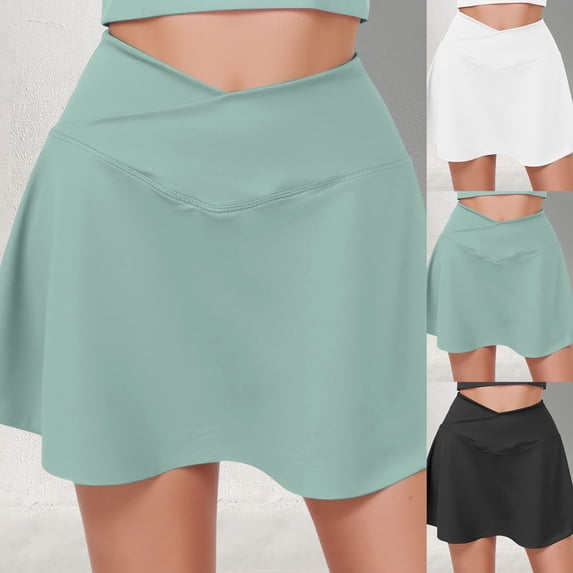 Womens Flowy Tennis Skirt With Pockets Shorts High Waisted Athletic Skorts Skirts For Golf Running Workout White S