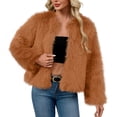 thumbnail image 1 of Womens Fluffy Faux-Fur Coat Dressy Casual Cropped Winter Jacket Outerwear Long Sleeve Shaggy Warm Cardigans (M, Yellow 01), 1 of 7