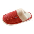 thumbnail image 1 of Womens Fluffy Knit House Slippers Winter Indoor Outdoor Non Slip Walking Shoes Warm Bedroom Slippers, 1 of 5