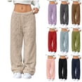 thumbnail image 1 of Womens Fluffy Pajama Pants Fuzzy Fleece Flannel Cozy Drawstring Lounge Pant Winter Warm Pj Bottoms Light Purple XL, 1 of 7