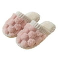 thumbnail image 1 of Womens Fluffy Scuff Slippers Slip on Mens House Shoes Soft Plush Warm Winter Indoor Lightweight Slides Shoes White 6, 1 of 6