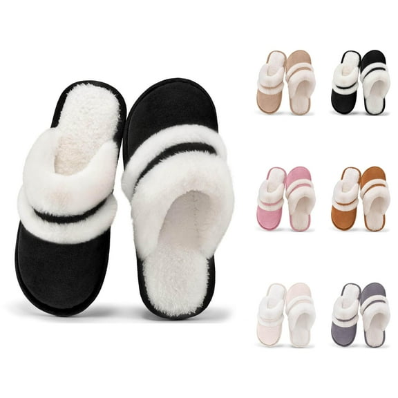 Womens Fluffy Slippers Plush Cozy Gift Bedroom Slides Women's Slippers Fuzzy Indoor Shoes With Arch Support Soft Comfortable Slide On Casual Loafers For Winter