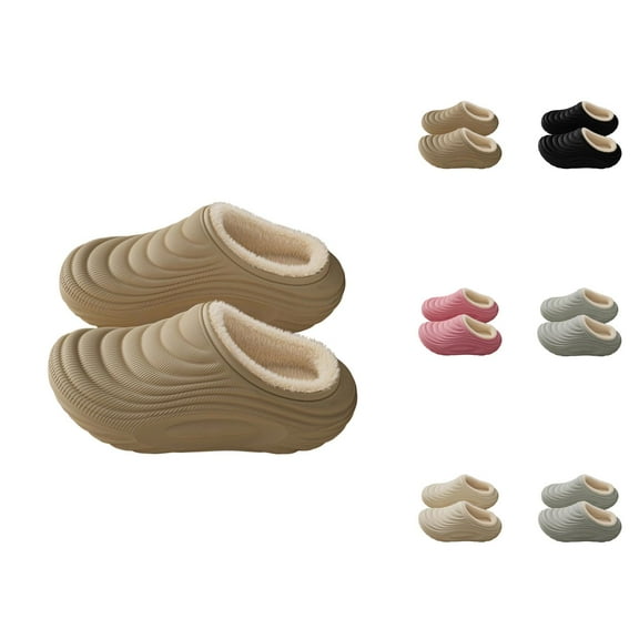 Womens Fluffy Slippers Spa Style Soft Indoor House Shoes Lined Slippers Indoor Outdoor Winter Shoes With Memory Foam Arch Support