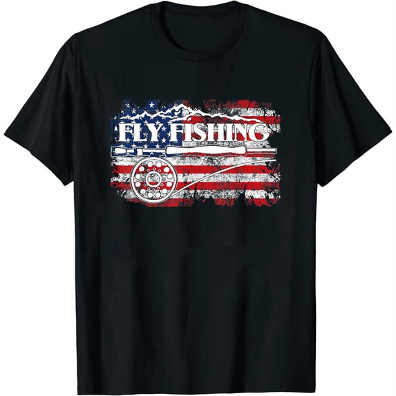 Womens Fly Fishing American Flag Patriotic Fisherman Outdoorsman T-Shirt White Large