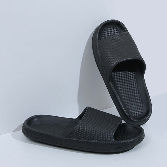 Womens Foam Slides Non-Slip Pool & House Slippers, Waterproof EVA Cloud Comfort Slide Sandals for Women, Black,Size 44