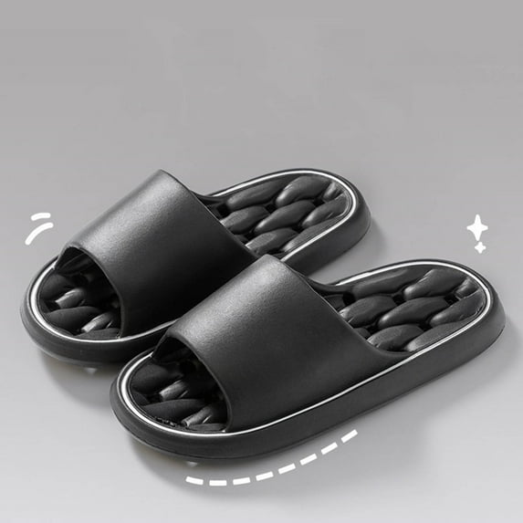 Womens Foam Slides Ultra Soft Cushion Indoor Outdoor Comfort House Slippers Waterproof Quick-Dry Lightweight Black,Size 44