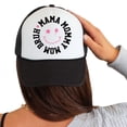 thumbnail image 1 of Womens Foam Trucker Hat Mama Mommy Mom Bruh Printed Mesh Snapback Baseball Cap, White/Black, 1 of 1