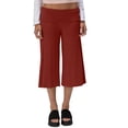 thumbnail image 1 of Womens Fold Over Gaucho Pants Culottes Low Rise Capris Foldover Flowy Going Out Flare Bottoms Wide Leg Capri Pants Wine 3XL, 1 of 5