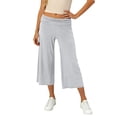 thumbnail image 1 of Womens Fold Over Waist Capri Pants, Wide Leg Cropped Trousers Soft Stretch Bottoms for Yoga White 3XL, 1 of 5
