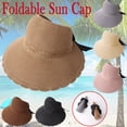 thumbnail image 1 of Womens Foldable Wide Visor Sun Hat Summer Beach Top Open Baseball Cap, 1 of 3