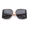 thumbnail image 1 of Womens Folded Curve Lens Oversized Rectangle Butterfly Designer Sunglasses Beige - Black, 1 of 1