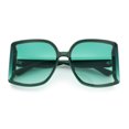 thumbnail image 1 of Womens Folded Curve Lens Oversized Rectangle Butterfly Designer Sunglasses Green, 1 of 1