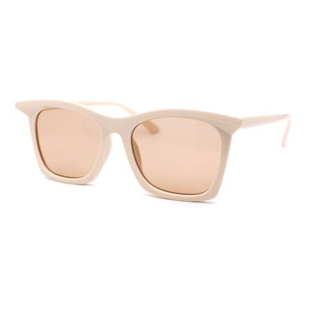Womens Folded Horn Rim Tip Rectangle Fashion Sunglasses Ivory Brown