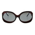 thumbnail image 1 of Womens Foliage Bling Foil Engraving Thick Plastic Oval Sunglasses Red Black, 1 of 4