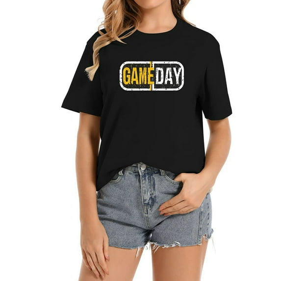 Womens Football Fan Game Day Funny Football Player Sports Football T-Shirt Black
