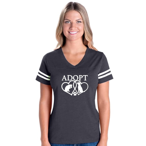 Womens Football Fine Jersey T-shirts - Adopt Animal Rescue