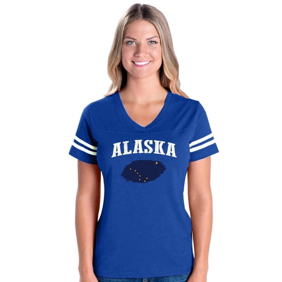 Womens Football Fine Jersey T-shirts - Alaska Flag
