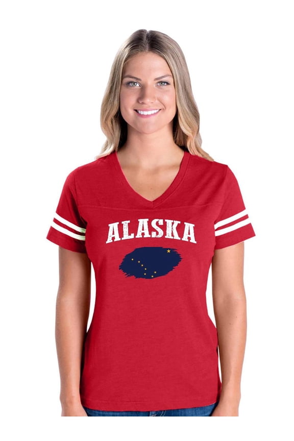 Womens Football Fine Jersey T-shirts - Alaska Flag