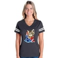 thumbnail image 1 of Womens Football Fine Jersey T-shirts - American Flag 4th of July Kitty, 1 of 5