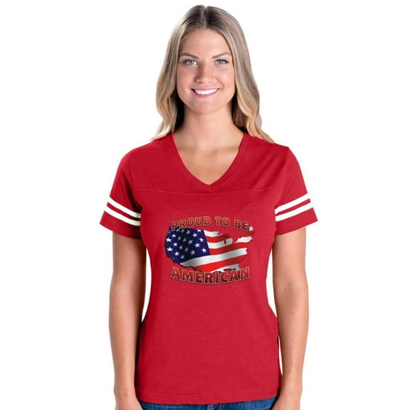 Womens Football Fine Jersey T-shirts - American Proud To Be US Flag