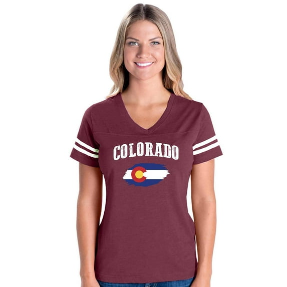 Womens Football Fine Jersey T-shirts - Colorado Flag