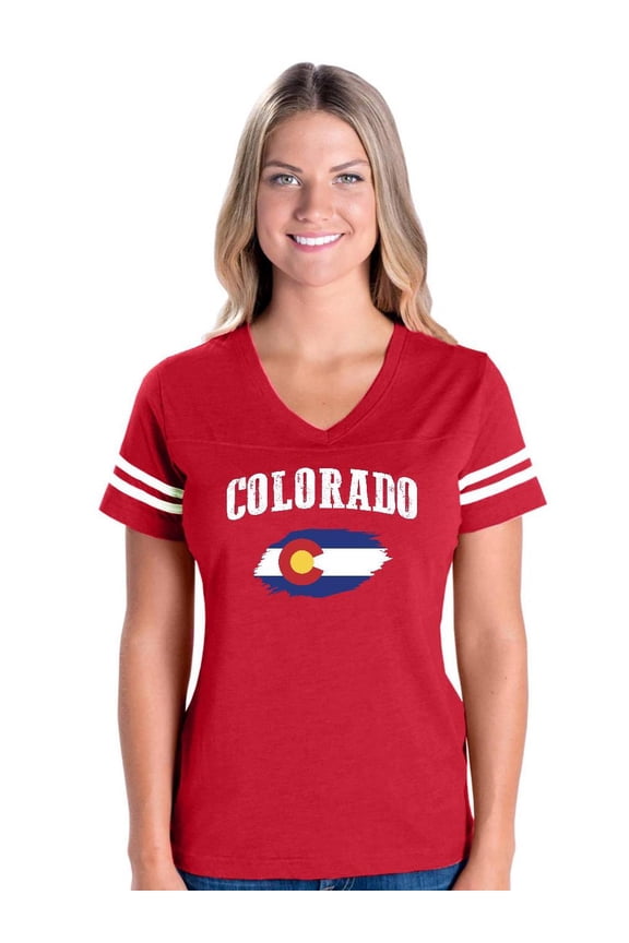 Womens Football Fine Jersey T-shirts - Colorado Flag