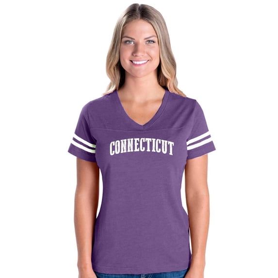 Womens Football Fine Jersey T-shirts - Connecticut