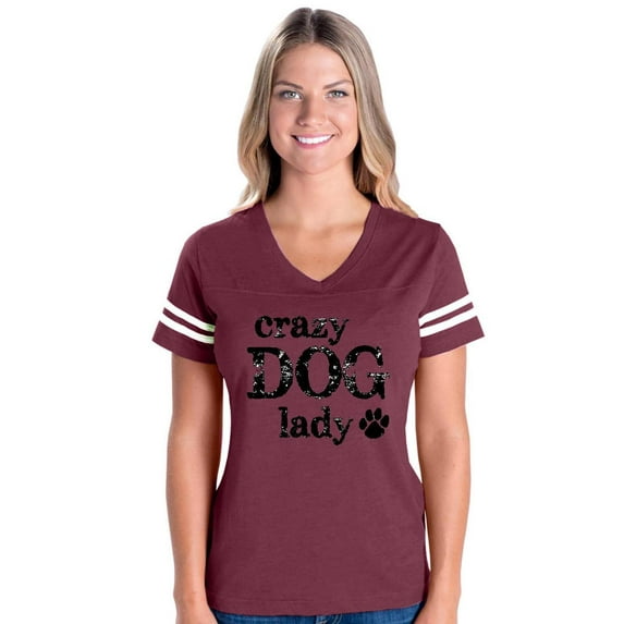 Womens Football Fine Jersey T-shirts - Dog Lady