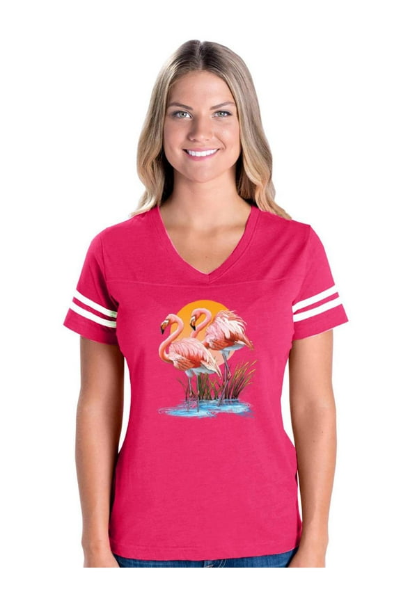 Womens Football Fine Jersey T-shirts - Flamingo