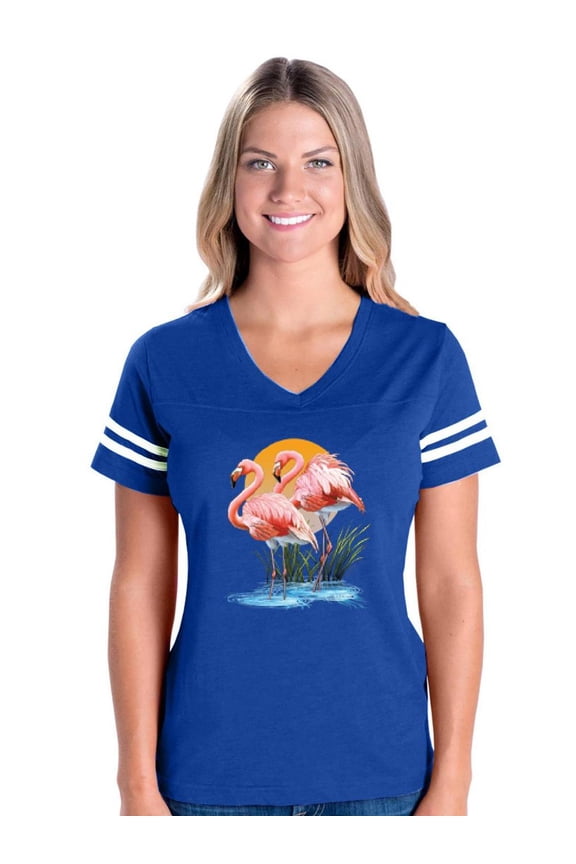 Womens Football Fine Jersey T-shirts - Flamingo