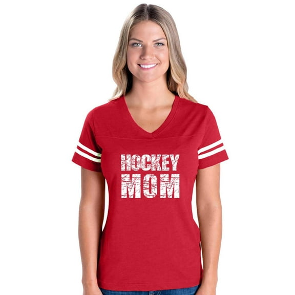 Womens Football Fine Jersey T-shirts - Hockey Mom