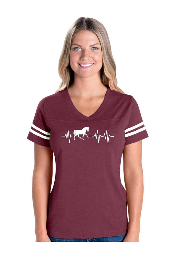 Womens Football Fine Jersey T-shirts - Horse Riding Gift Horses