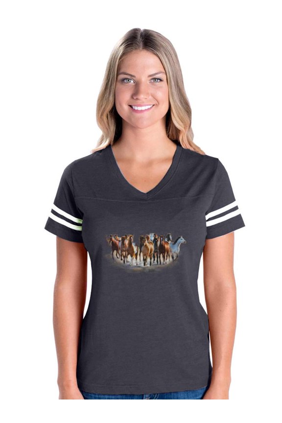 IWPF - Womens Football Fine Jersey T-shirts - Horses Herd