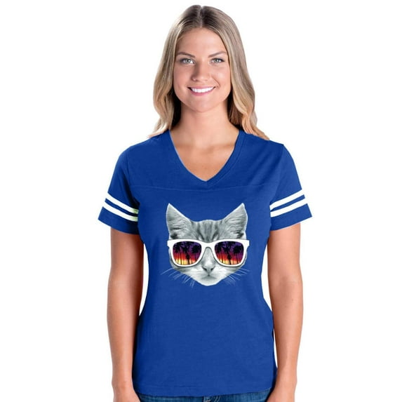 Womens Football Fine Jersey T-shirts - Kitty