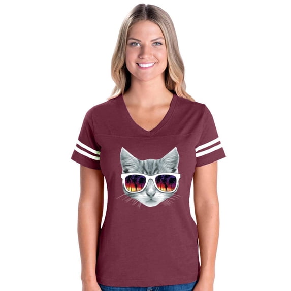 Womens Football Fine Jersey T-shirts - Kitty
