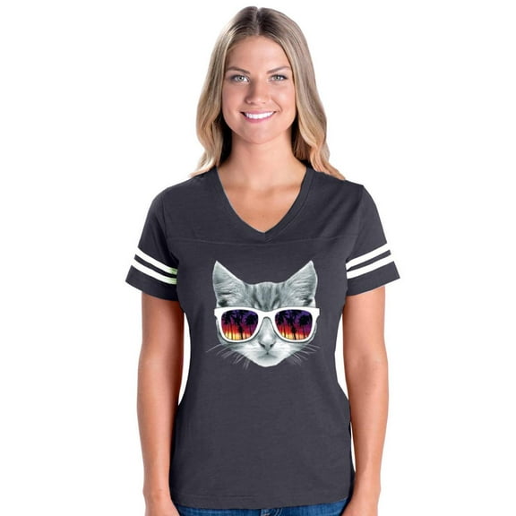 Womens Football Fine Jersey T-shirts - Kitty