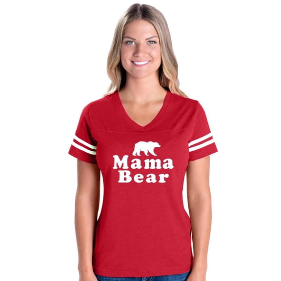 Womens Football Fine Jersey T-shirts - Mama Bear