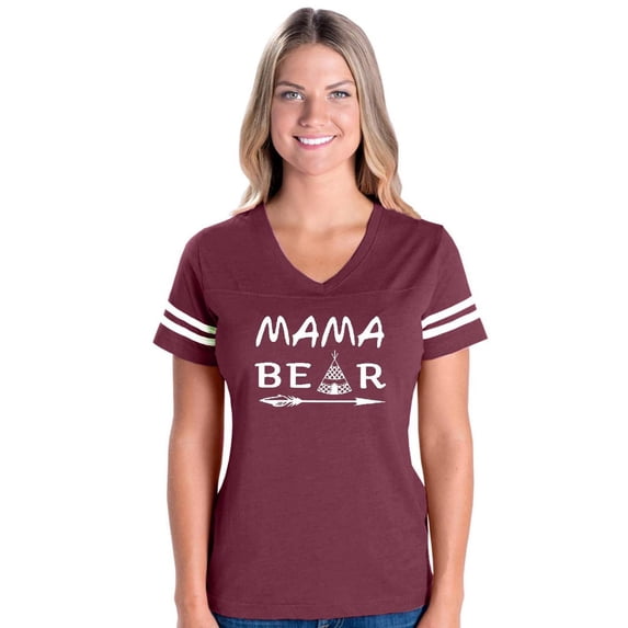 Womens Football Fine Jersey T-shirts - Mama Bear