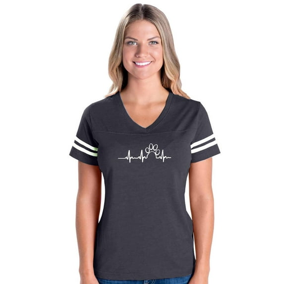Womens Football Fine Jersey T-shirts - Paw Heartbeat