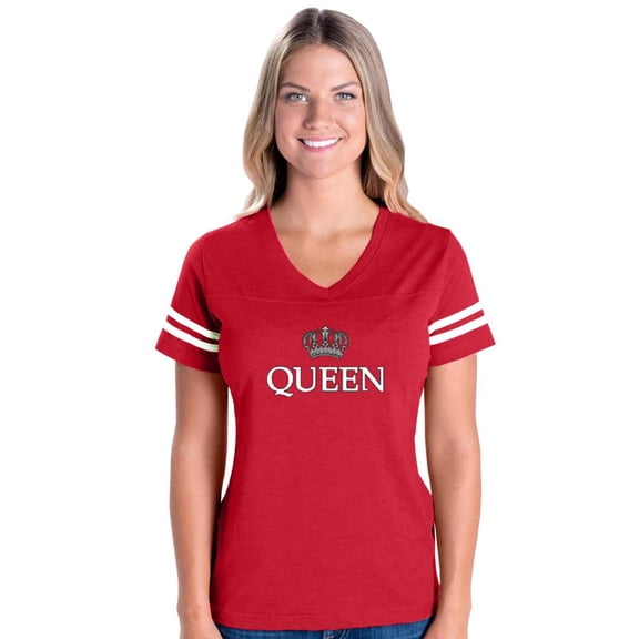 Womens Football Fine Jersey T-shirts - Queen Crown