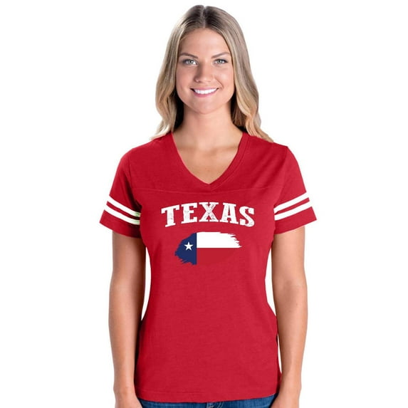 Womens Football Fine Jersey T-shirts - Texas Flag