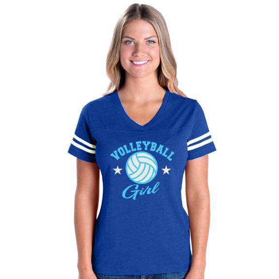 Womens Football Fine Jersey T-shirts - Volleyball Girl