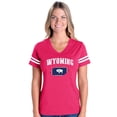 thumbnail image 1 of Womens Football Fine Jersey T-shirts - Wyoming Flag, 1 of 4