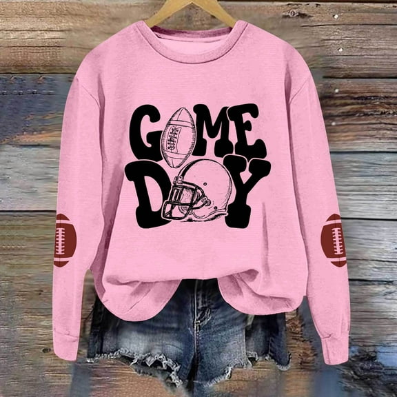 Womens Football Long Sleeve Sweatshirt Graphic Printed Pullover Shirt Crew Neck Comfy 2025 Fall Winter Fashion Tops