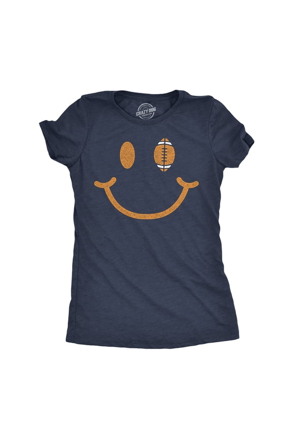 Womens Football Smiling Face Funny T Shirt Sports Graphic Tee for Ladies Womens Graphic Tees