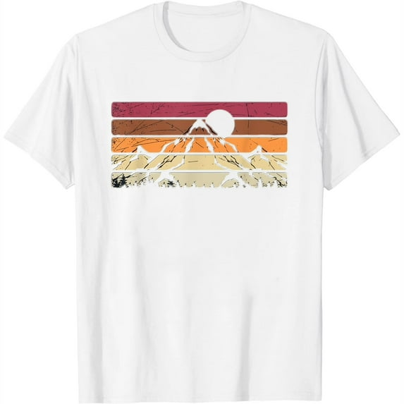 Womens Forest Mountain Outdoors Nature Wildlife Trees Retro Hiking T-Shirt White Medium